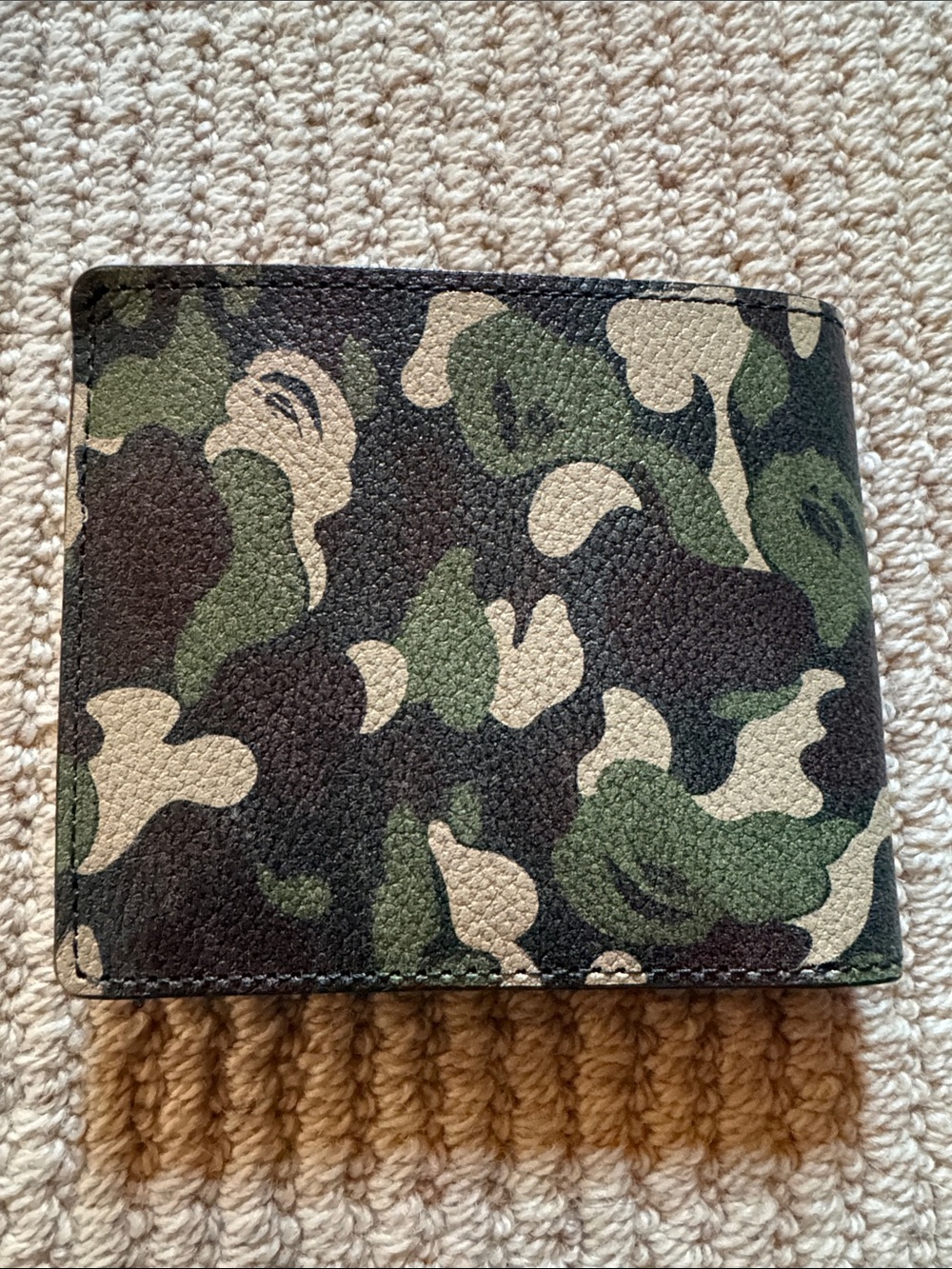 Bape Camouflage Bi-Fold Wallet - Green, Black, Cream - Picture 2 of 8